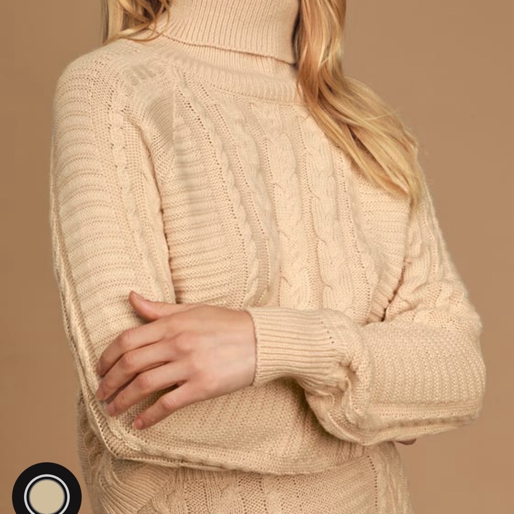Lulu's Beige Cable Knit Two-Piece Sweater Dress - Picture 3 of 5